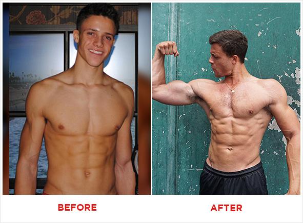 Man showing body before and after