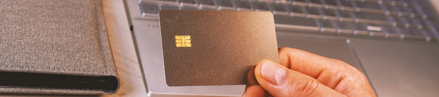 credit card and laptop