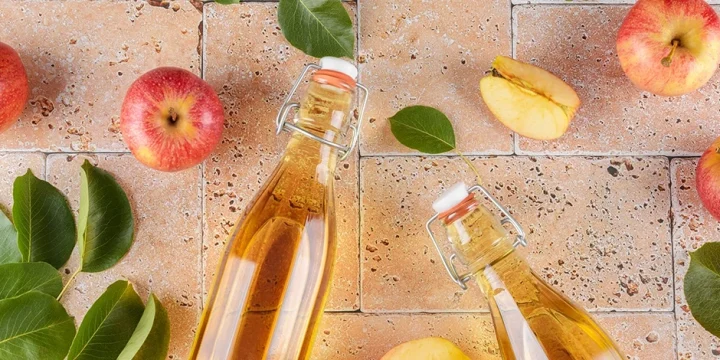 Top view of apple cider vinegar bottle