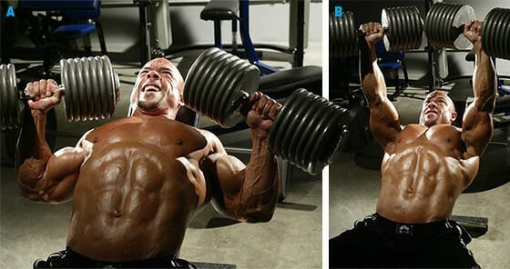 inclined dumbbell chest press