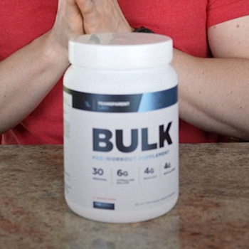 Transparent Labs Bulk pre-workout on table